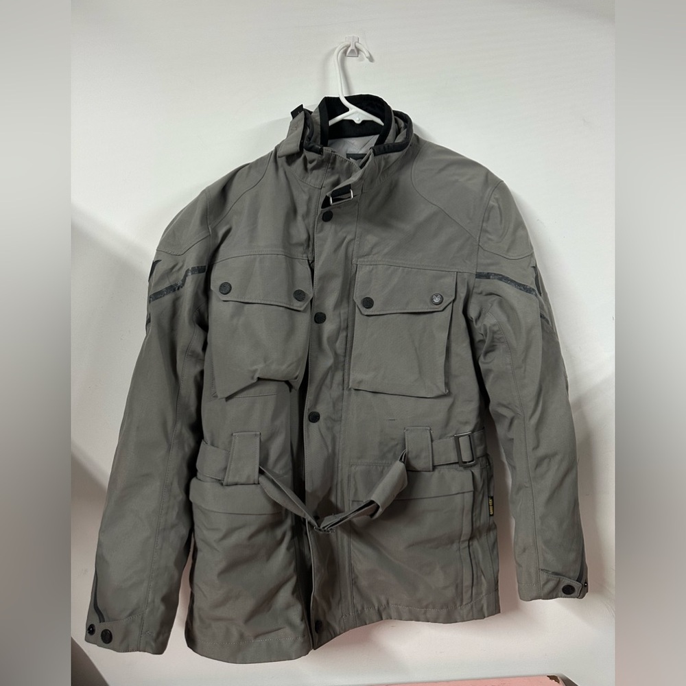 Gore-Tex Dainese Belted Waterproof Motorcycle Jacket Grey Black Size 50 EU